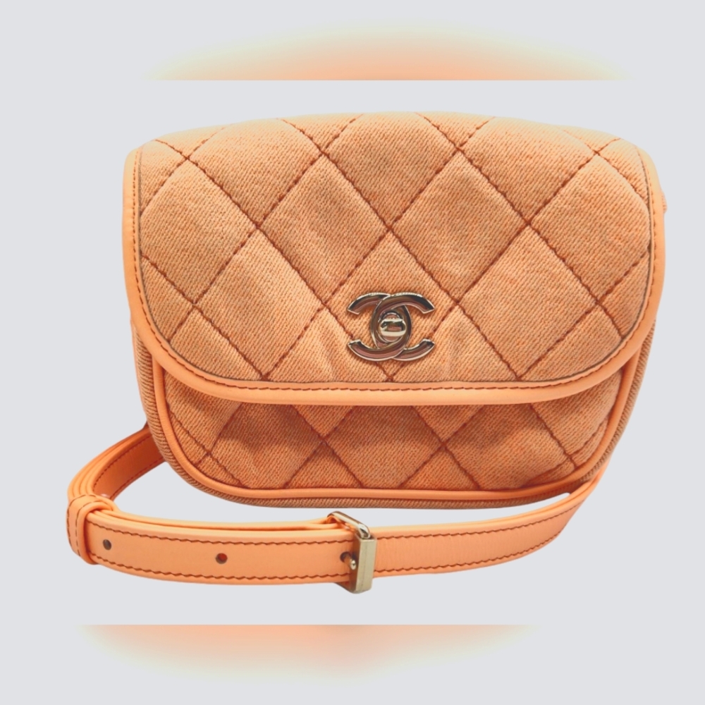 Chanel Denim Quilted Mini Messenger Flap Bag